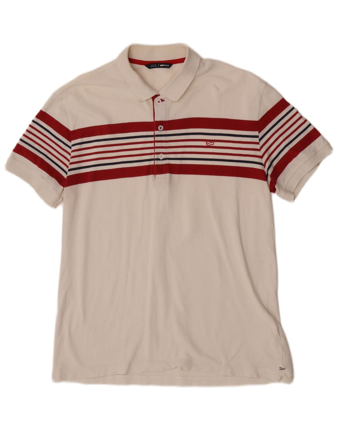Camisa polo masculina Gas XL algodão listrado branco