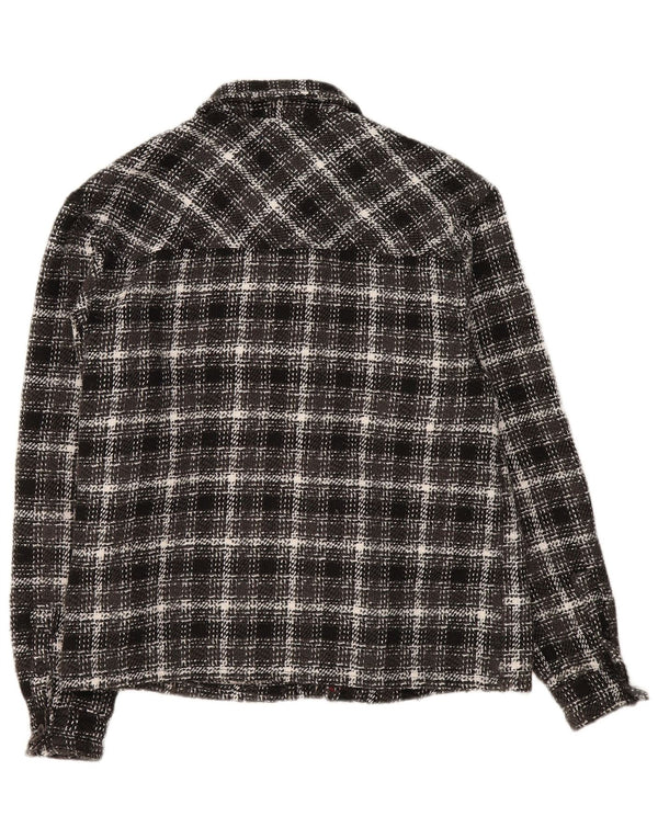Camisa masculina de flanela Karl Kani poliéster xadrez preto médio