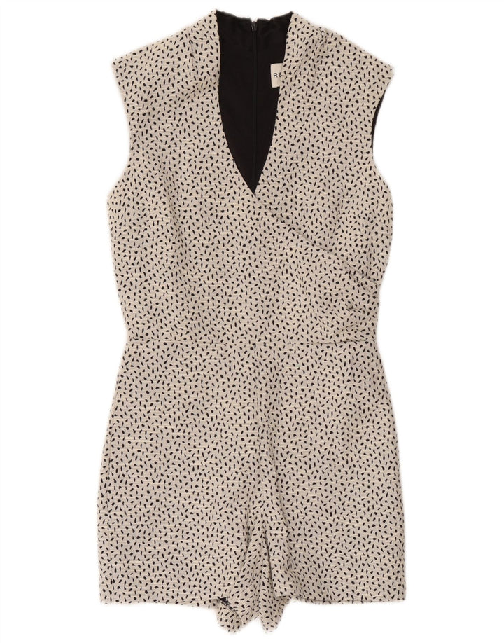 Macacão feminino Reiss UK 8 pequeno algodão manchado branco