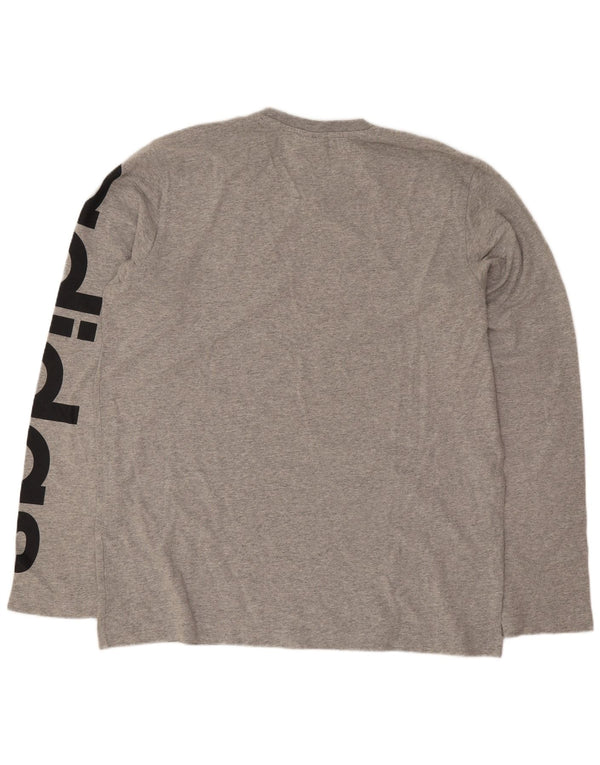 Top gráfico masculino Adidas manga comprida grande algodão manchado cinza
