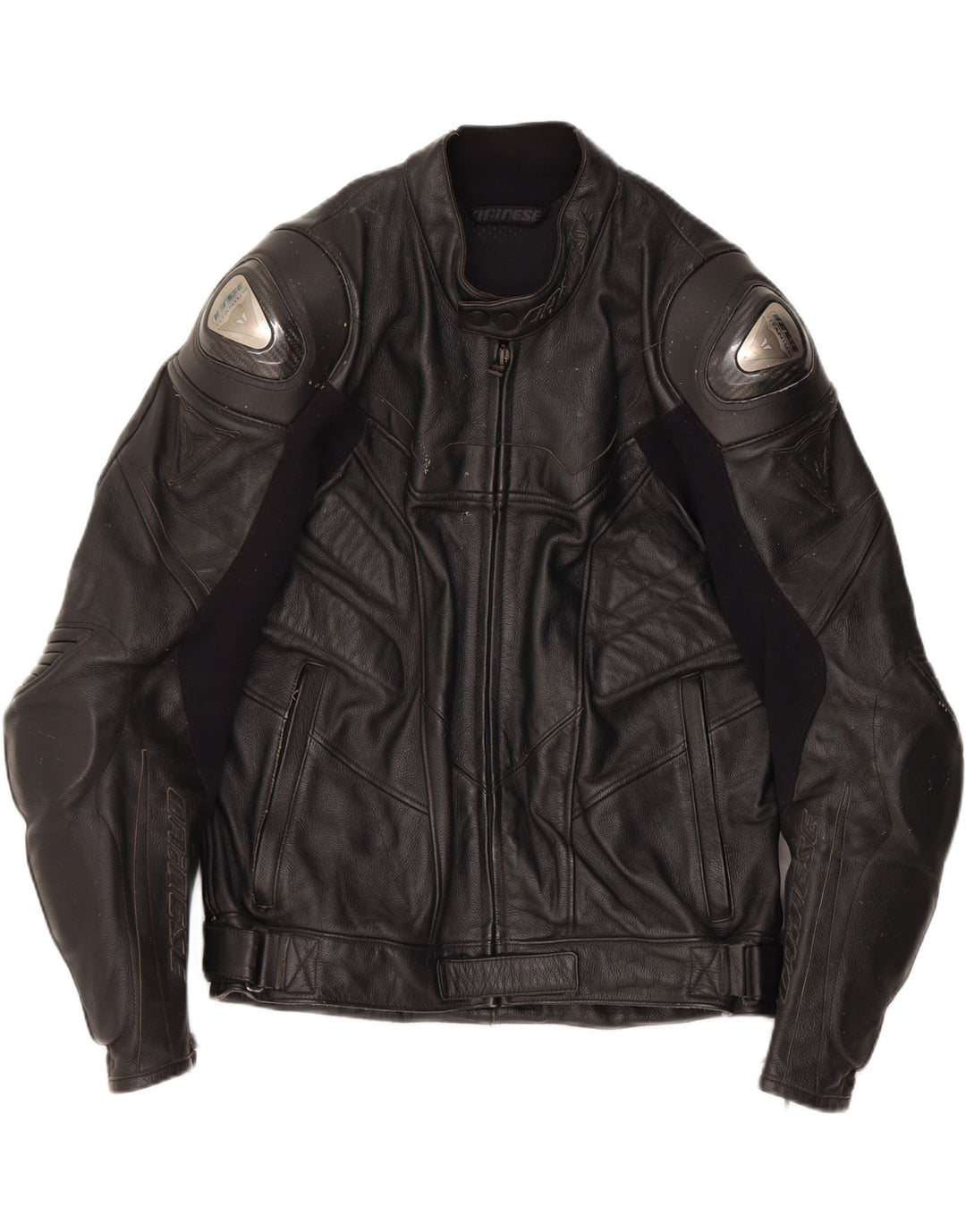 Jaqueta masculina de couro gráfico DAINESE Racer IT 50 grande couro preto