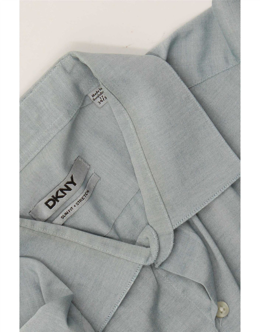 Camisa masculina Dkny Slim Fit tamanho 17 XL azul