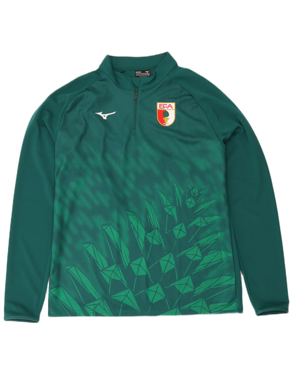 Top gráfico masculino Mizuno com zíper e manga comprida 3XL poliéster geométrico verde