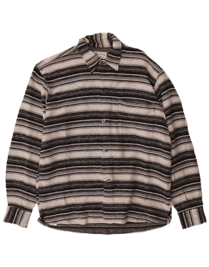 Camiseta masculina vintage grande viscose geométrica cinza