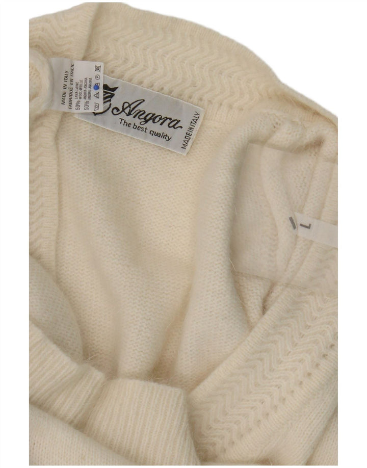 Suéter feminino vintage com estampa abstrata e decote em V Reino Unido 16 grande branco