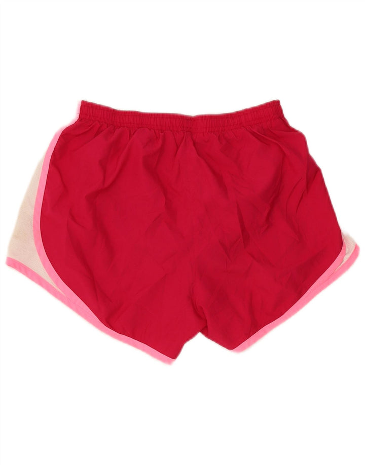 Shorts esportivos femininos NIKE Dri Fit UK 10 pequeno vermelho colorblock poliéster