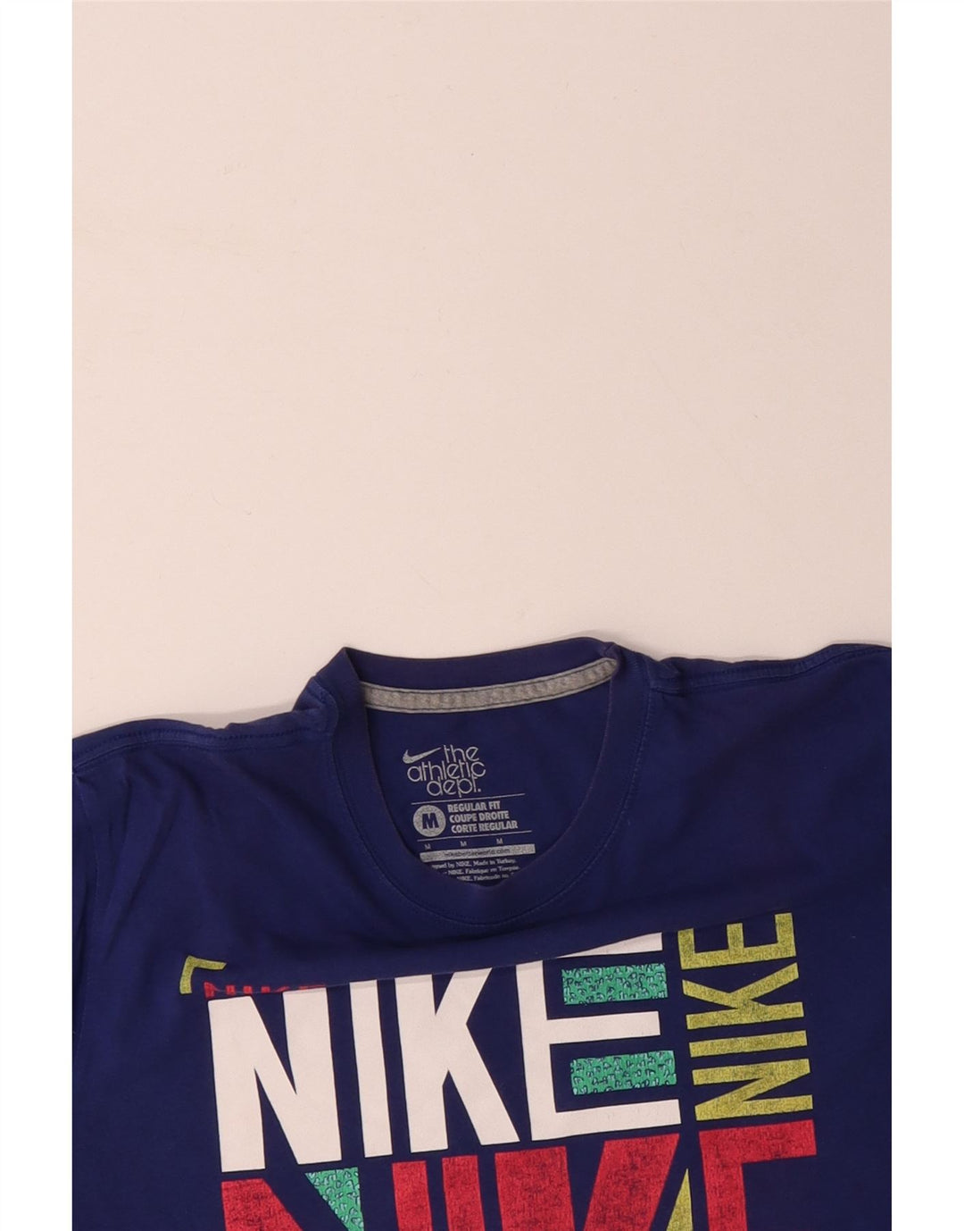 Camiseta masculina Nike Regular Fit gráfica top médio azul algodão