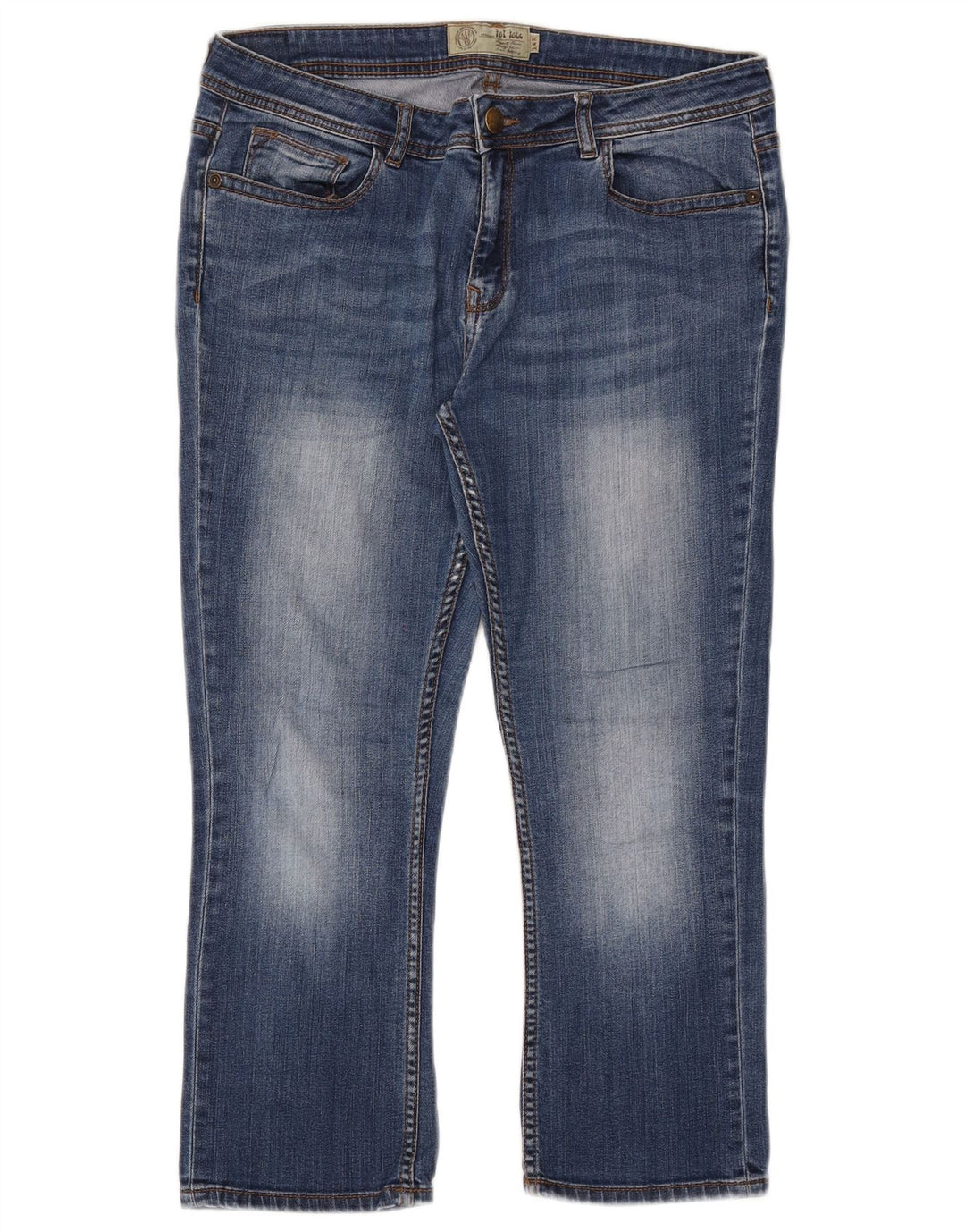 Calça capri feminina FAT FACE Reino Unido 14 grande W32 L23 azul