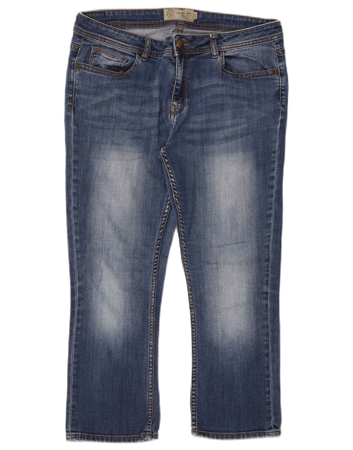 Calça capri feminina FAT FACE Reino Unido 14 grande W32 L23 azul