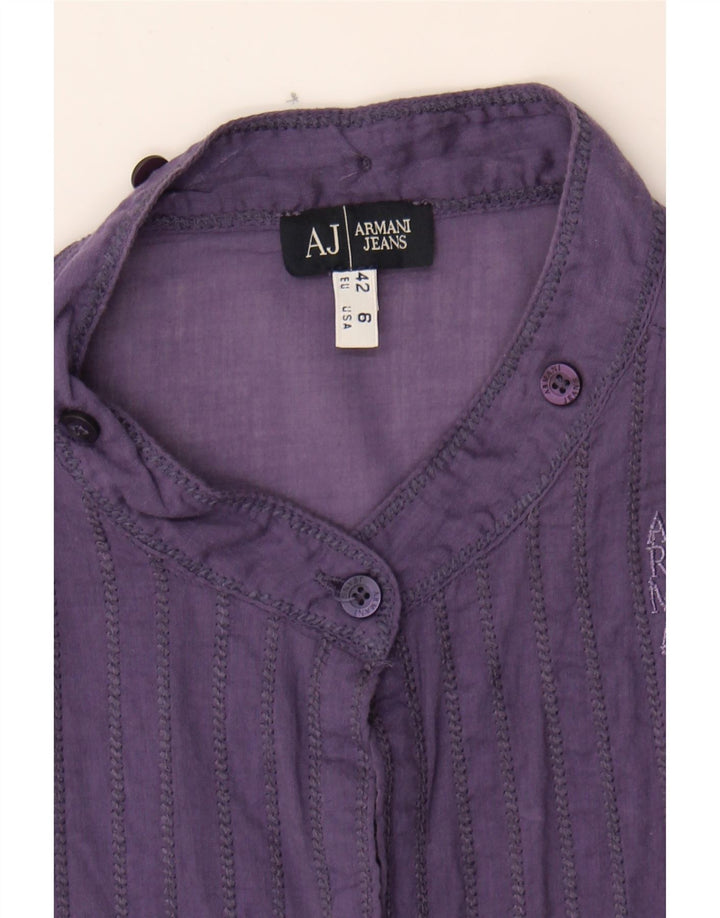 ARMANI JEANS Womens Shirt Dress US 6 Medium Purple Cotton Vintage Armani Jeans and Second-Hand Armani Jeans from Messina Hembry 