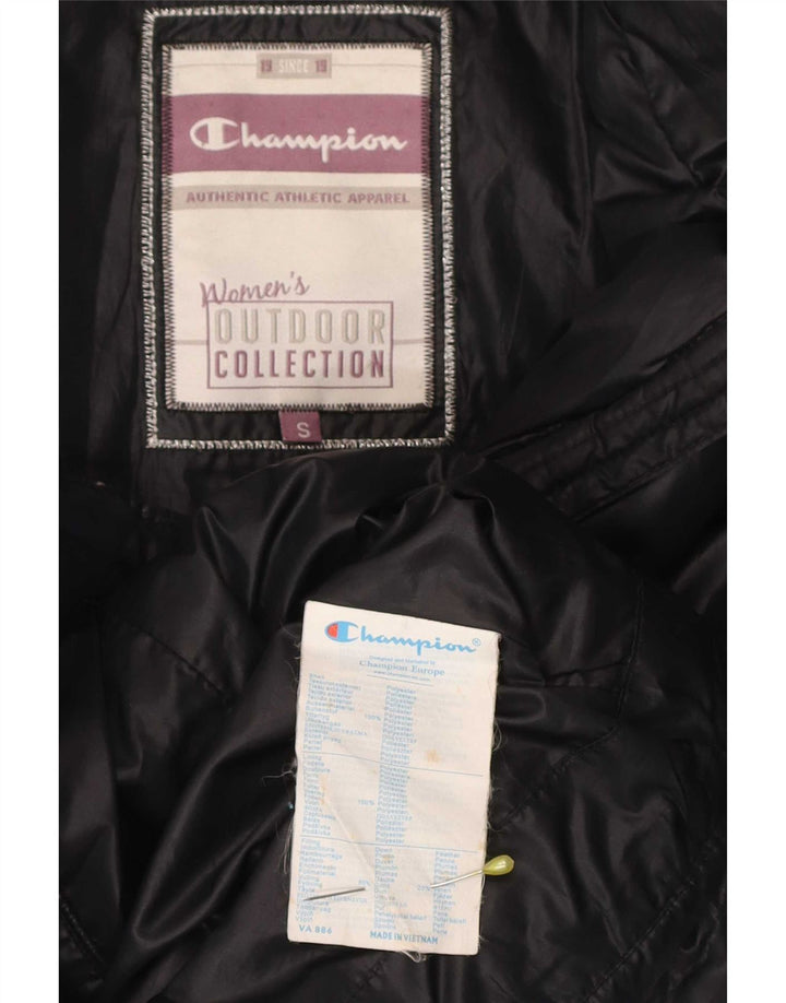 Jaqueta feminina acolchoada com capuz Champion UK 10 poliéster preto pequeno
