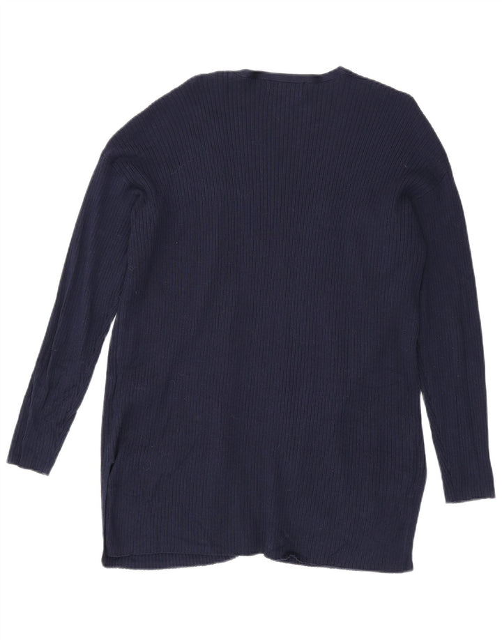Suéter cardigã feminino Longline da Marks & Spencer Reino Unido 14 médio azul marinho