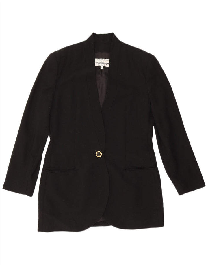 Jaqueta blazer feminina vintage com 1 botão IT 44 médio preto