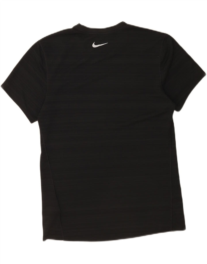 Nike Mens Dri Fit Camiseta Top Médio Preto Listrado Poliéster