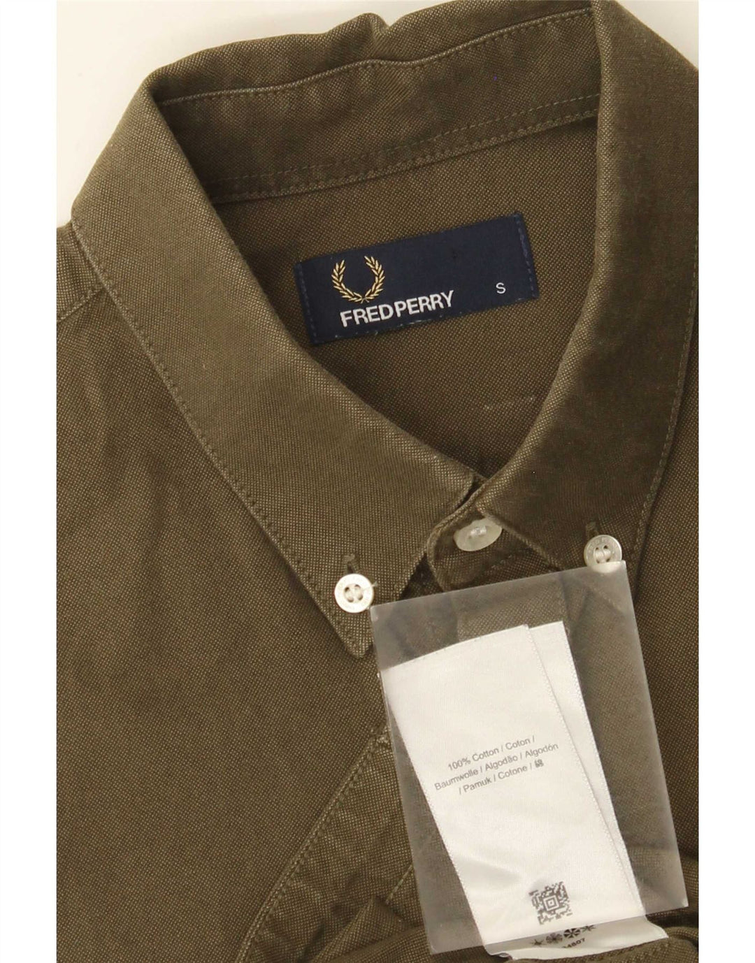 Fred Perry Camisa masculina de manga curta regular fit pequena algodão verde