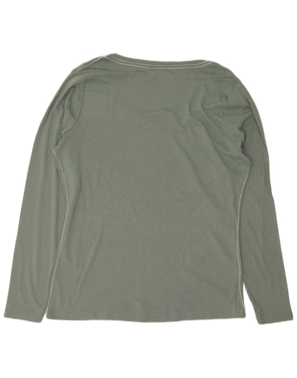 Top feminino Kangaroos manga comprida UK 18/20 XL algodão verde