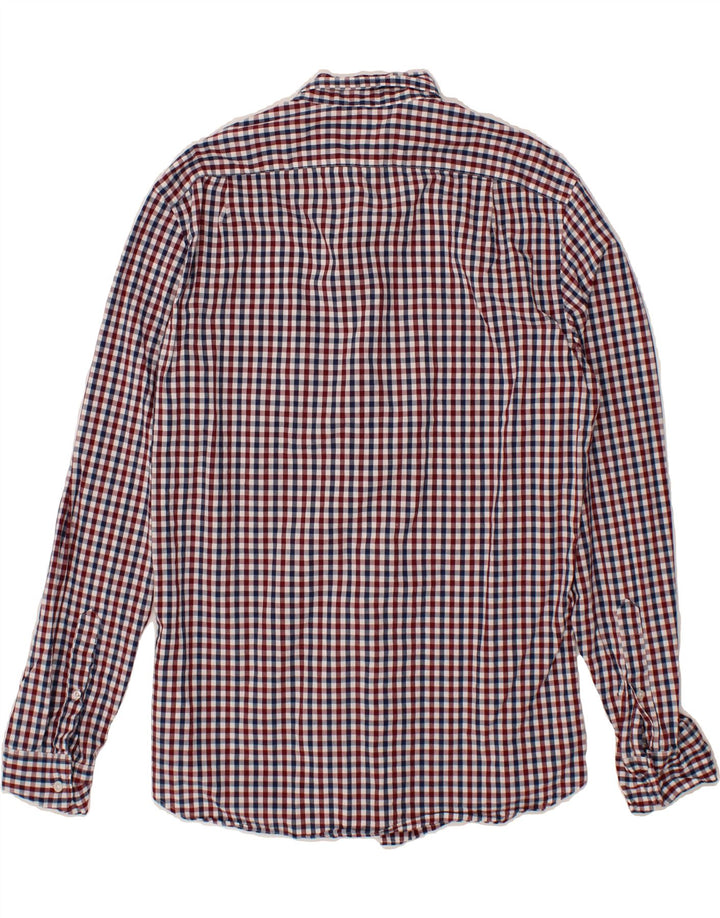 J. CREW Mens Slim Shirt Medium Burgundy Check Cotton Vintage J. Crew and Second-Hand J. Crew from Messina Hembry 