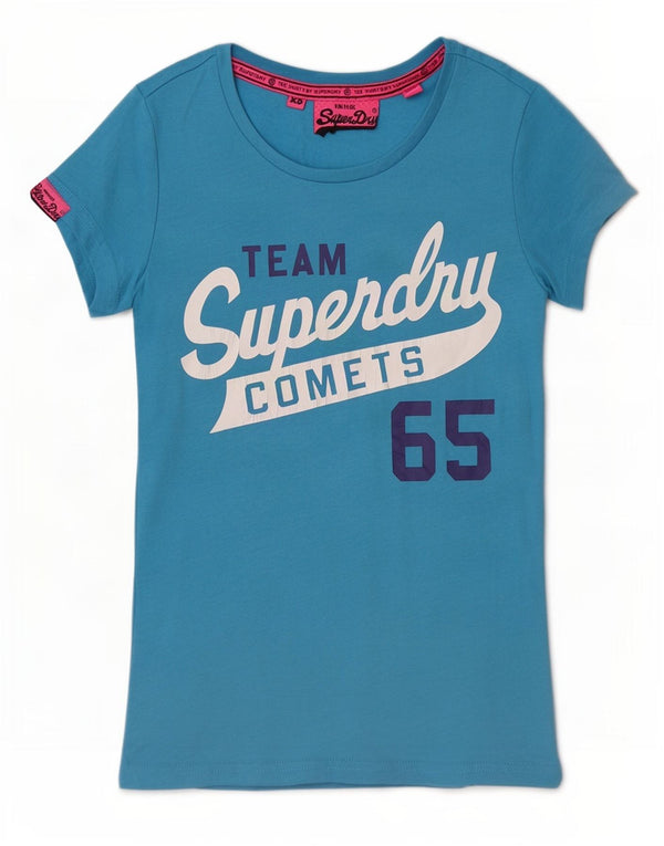 Camiseta feminina Superdry com estampa gráfica UK 6 XS azul algodão