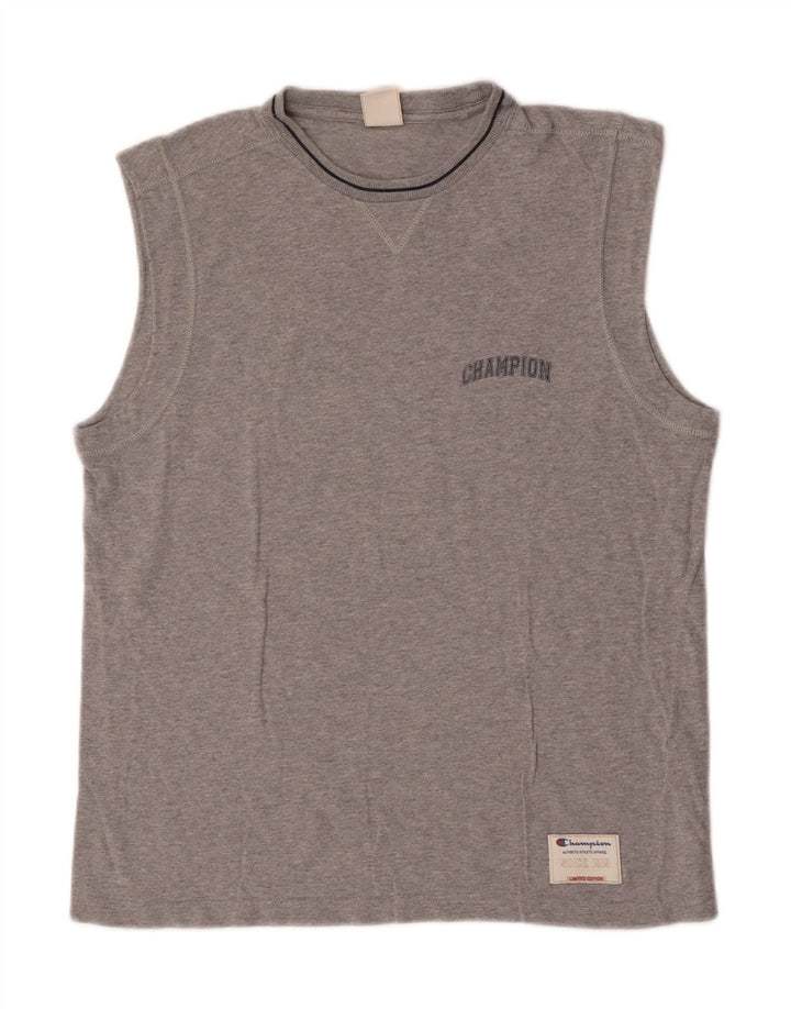 CHAMPION Mens Colete Top XL Algodão Flecked Cinza