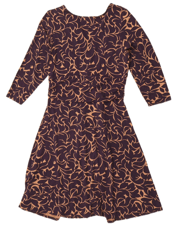 Vestido feminino Phase Eight manga 3/4 linha A Reino Unido 16 grande azul marinho floral