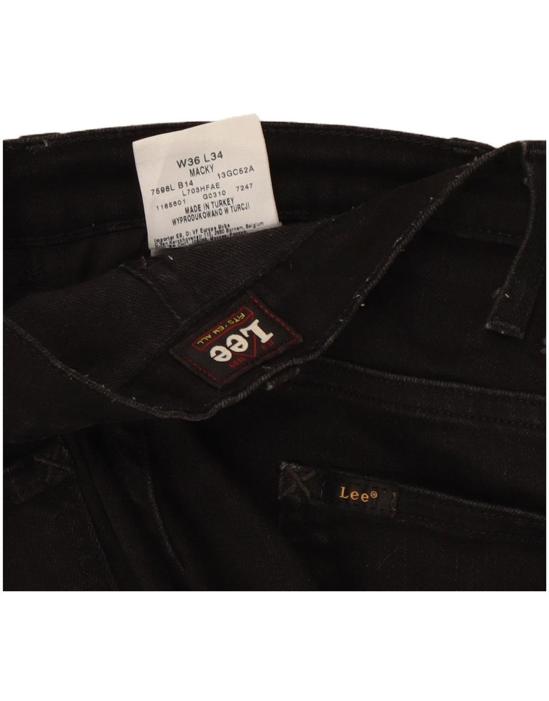 LEE Masculino Macky Straight Jeans W36 L27 Algodão Preto