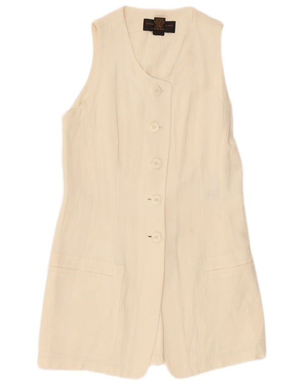 Jaqueta blazer feminina Donna Karan Longline 5 botões Reino Unido 12 médio off white