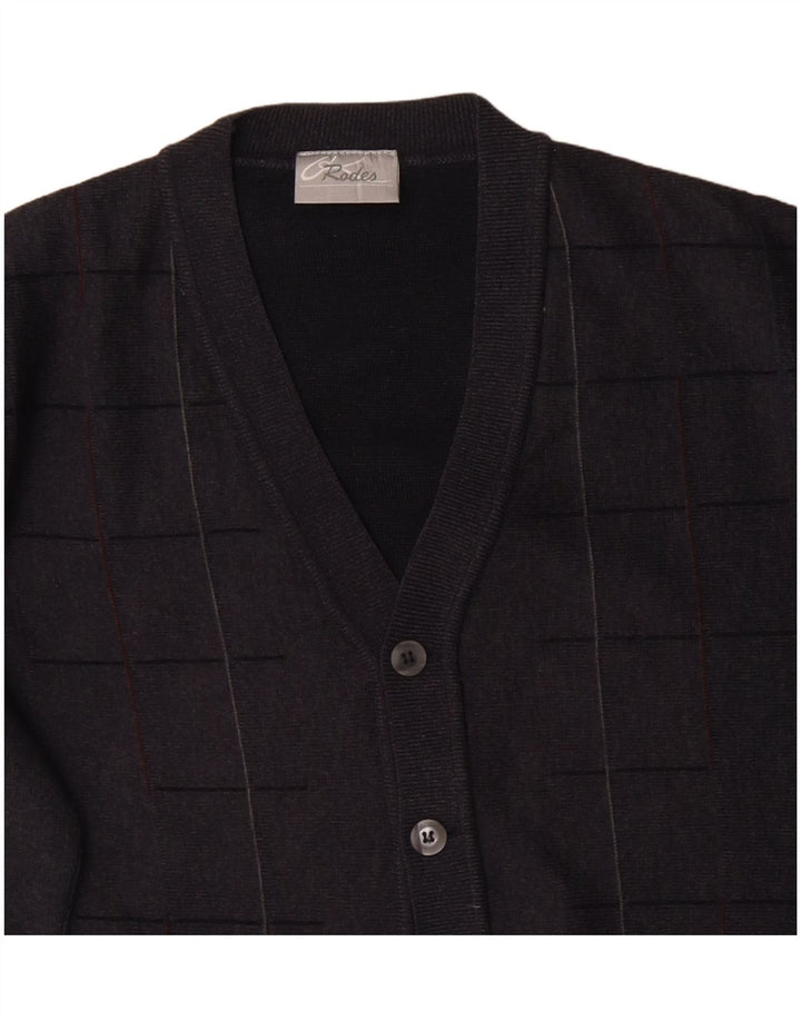Suéter cardigã masculino RODES grande lã xadrez cinza