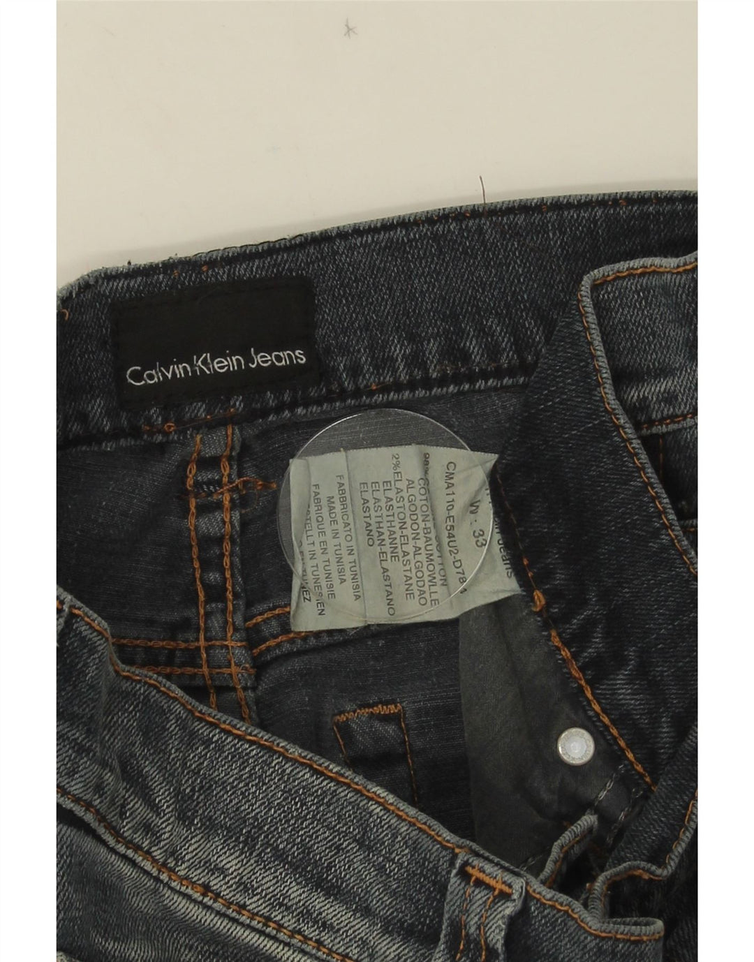 Calça jeans reta masculina Calvin Klein W33 L28 algodão azul