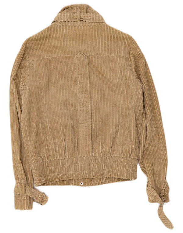 Jaqueta de veludo vintage feminina UK 14 algodão bege médio