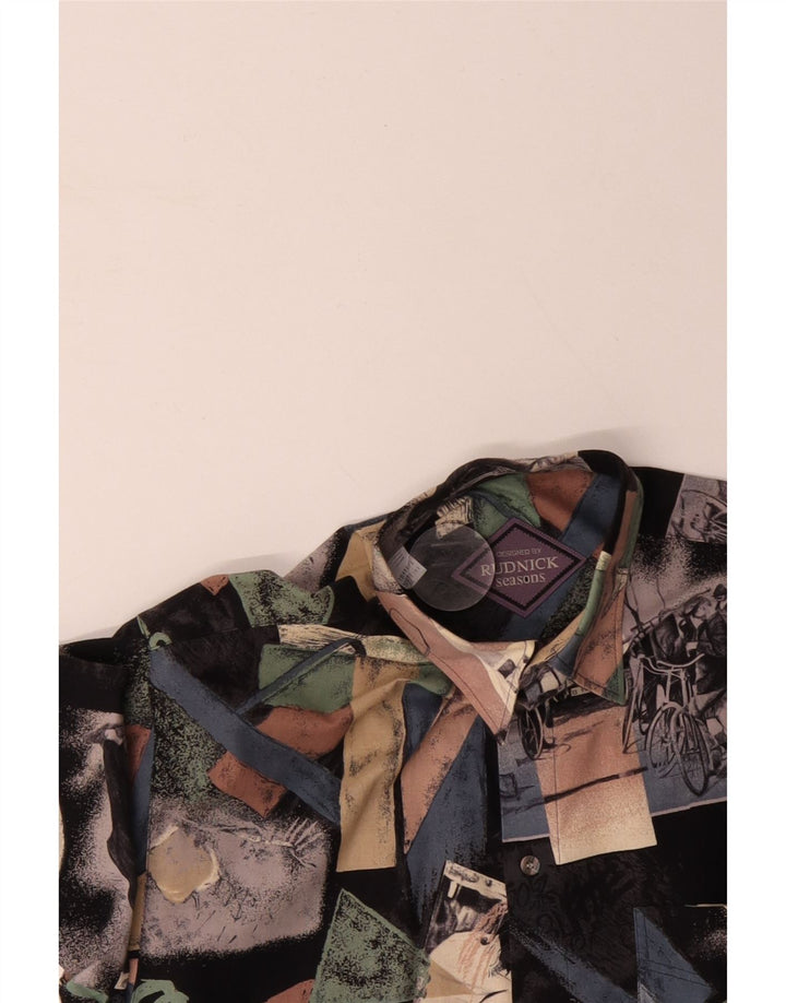 Camisa masculina de manga curta com padrão abstrato RUDNICK média multicolorida