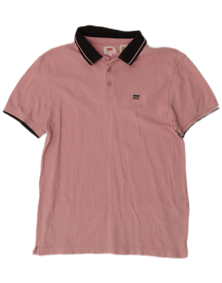 Camisa polo masculina Levi's pequena de algodão colorblock rosa