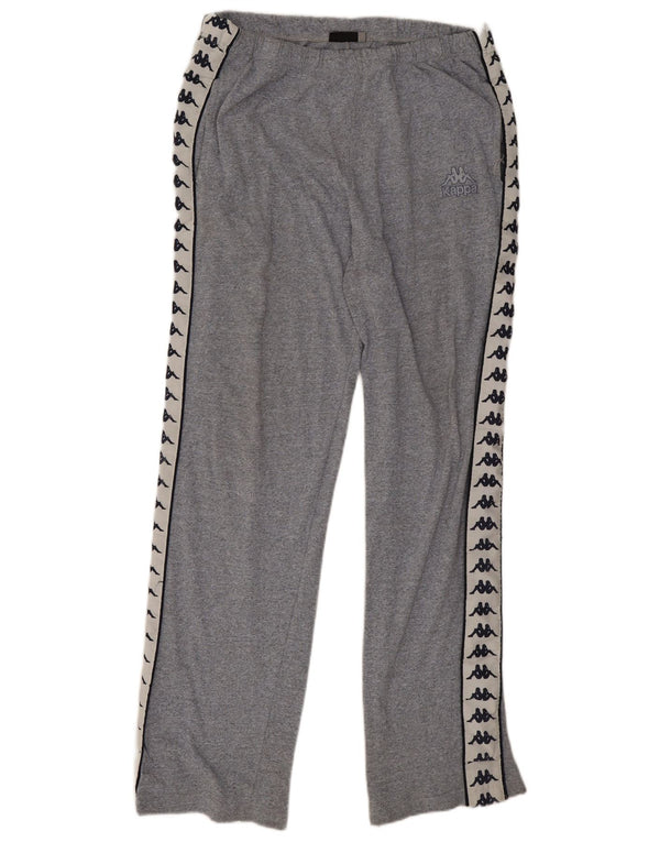 Calça de treino masculina Kappa com estampa gráfica grande de algodão cinza