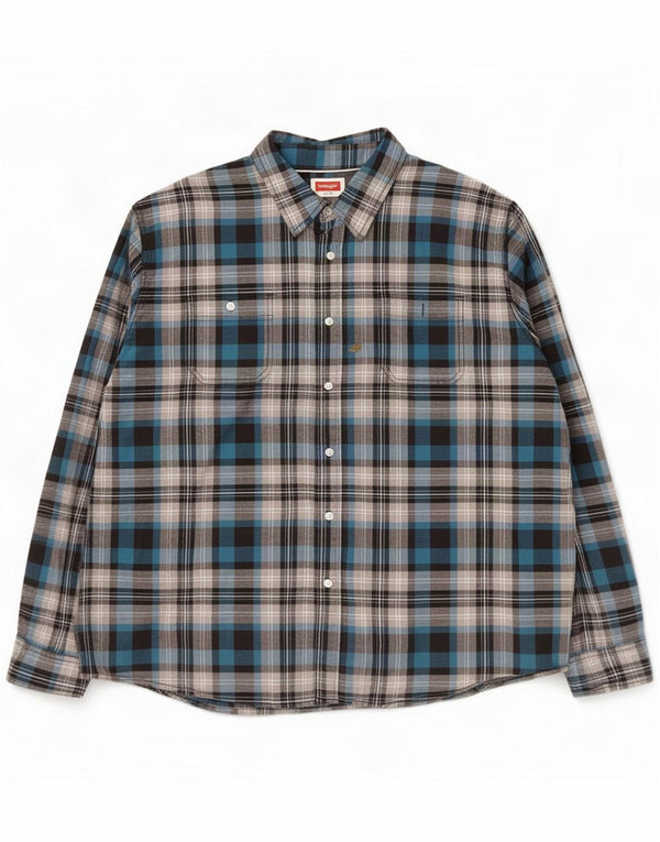 Camisa masculina Wrangler 3XL algodão xadrez azul