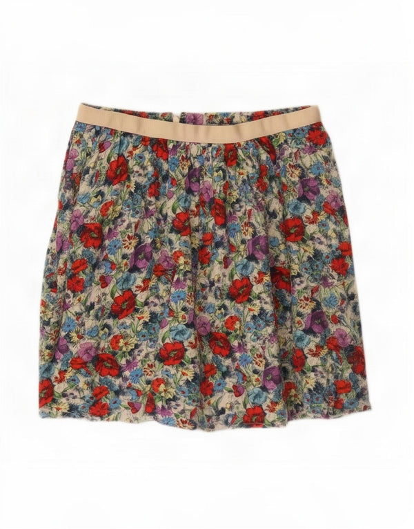 Minissaia feminina Topshop Reino Unido 12 média W28 viscose floral multicolorida