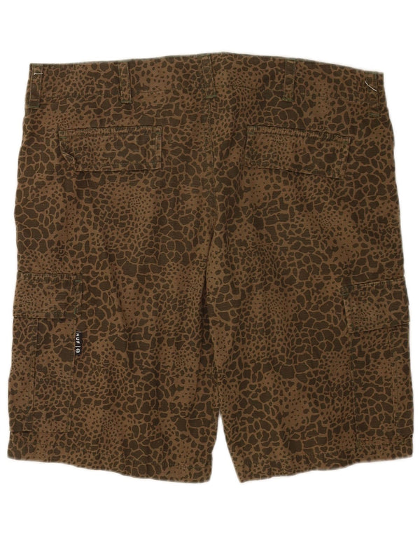 HUF Mens Cargo Shorts W34 Grande Cáqui Animal Print Algodão