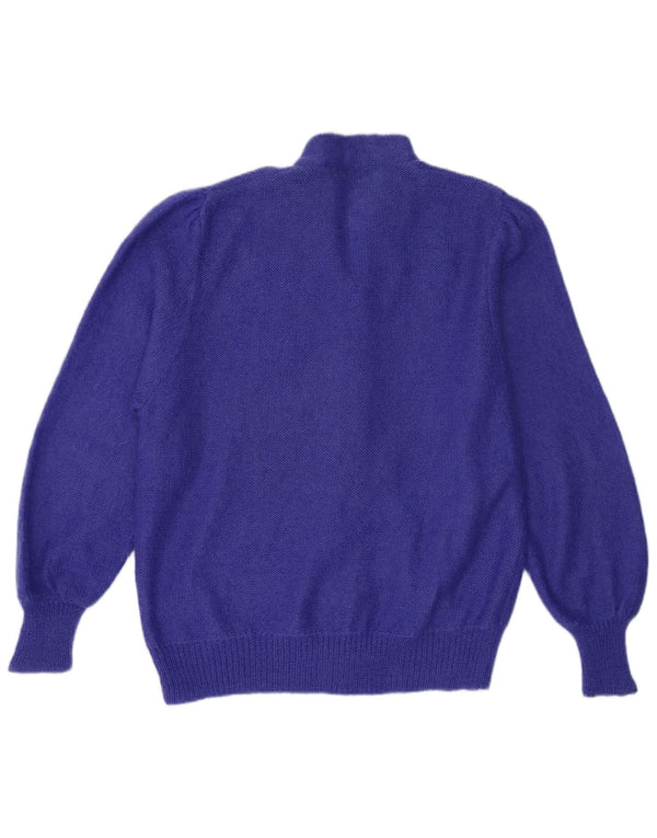 Suéter Cardigan Feminino Vintage Reino Unido 18 XL Roxo Floral