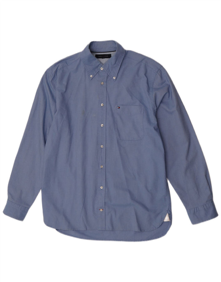 Camisa masculina Tommy Hilfiger grande algodão azul