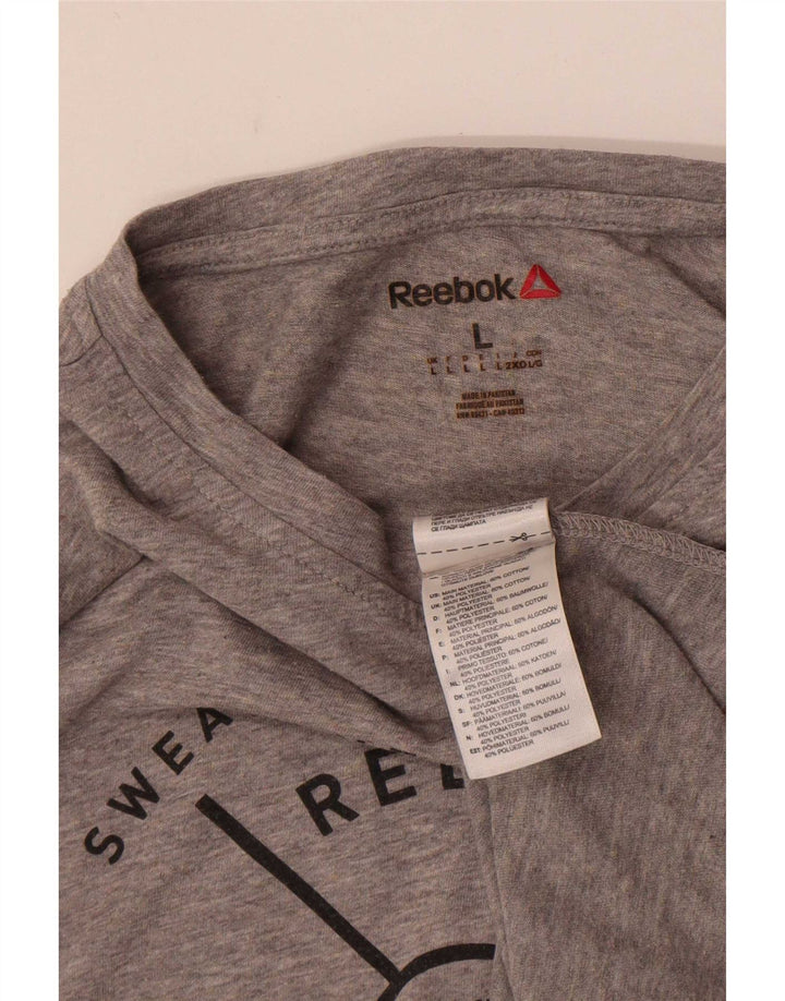 Camiseta gráfica masculina Reebok Top grande algodão cinza