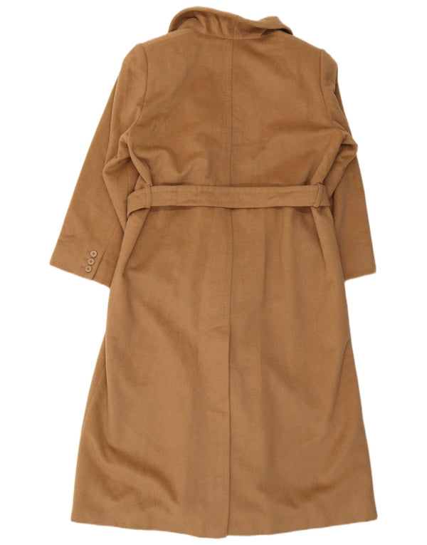 Casaco feminino Max Mara com peito duplo UK 12 médio bege camelhahair clássico