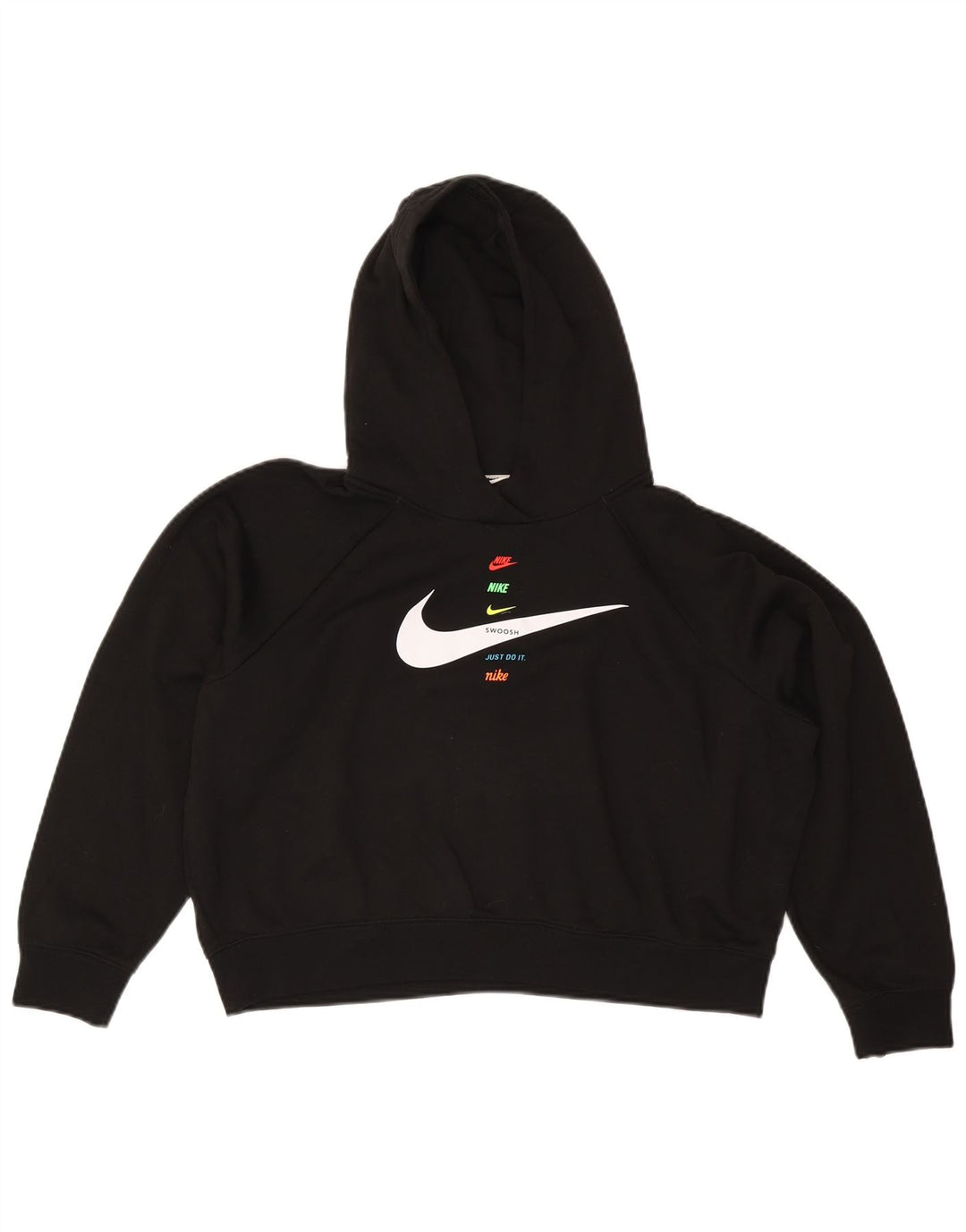 Jumper com capuz Nike feminino Swoosh gráfico oversized Reino Unido 14 grande preto