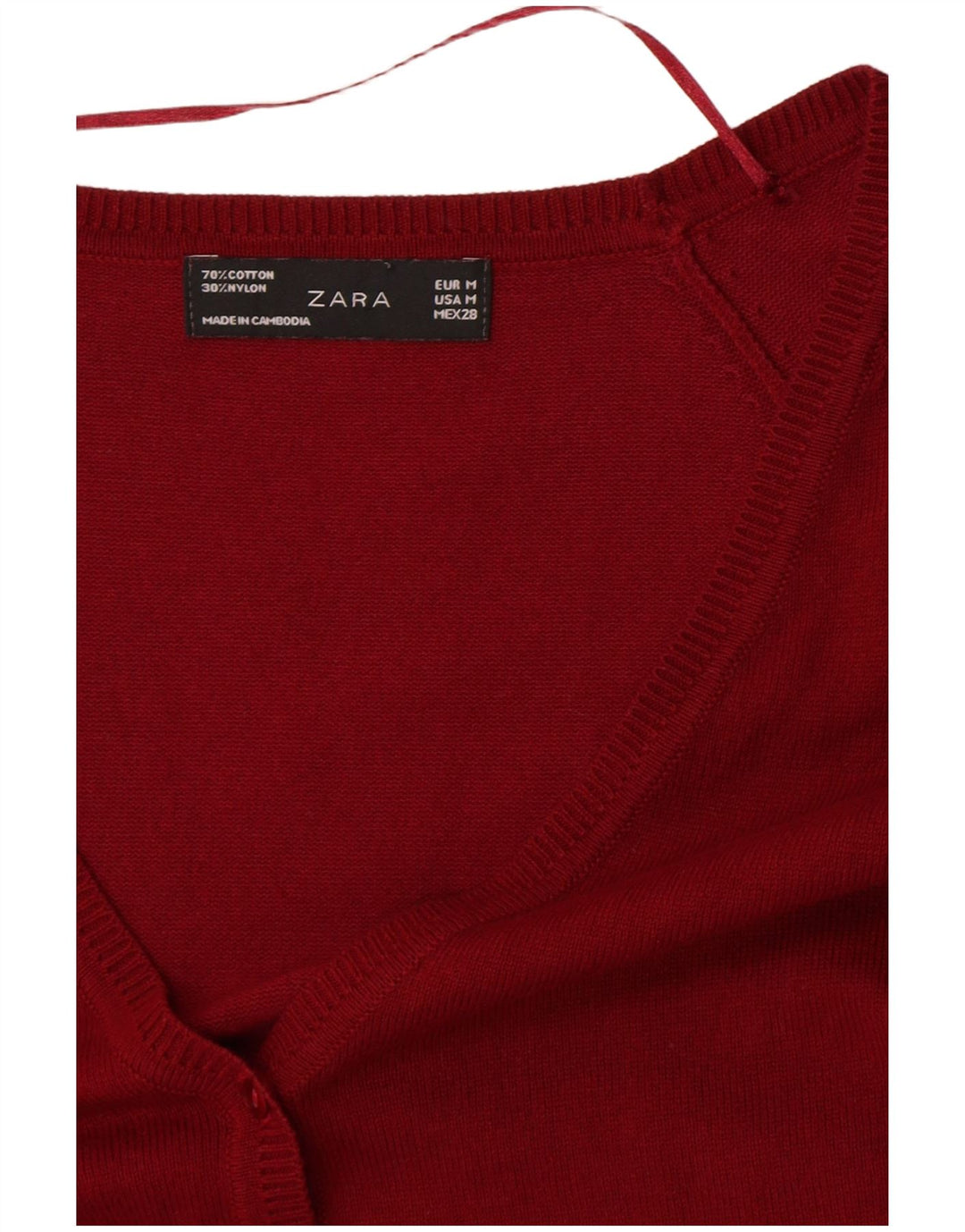Suéter cardigã feminino Zara médio algodão vermelho