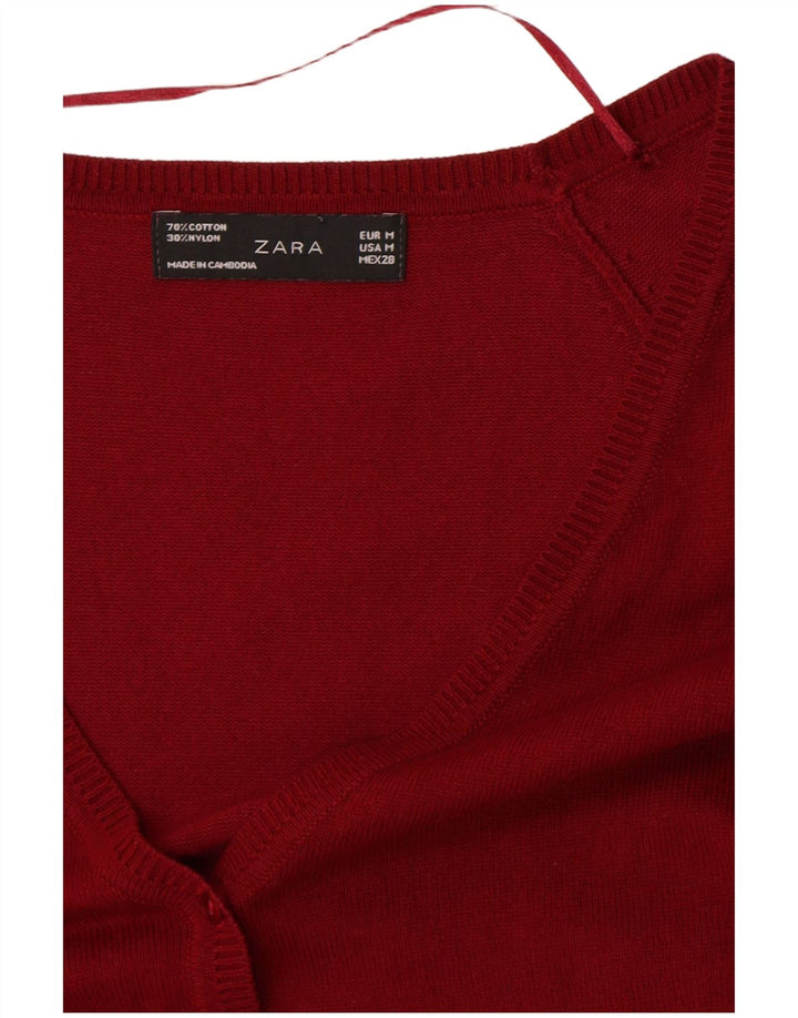 Suéter cardigã feminino Zara médio algodão vermelho