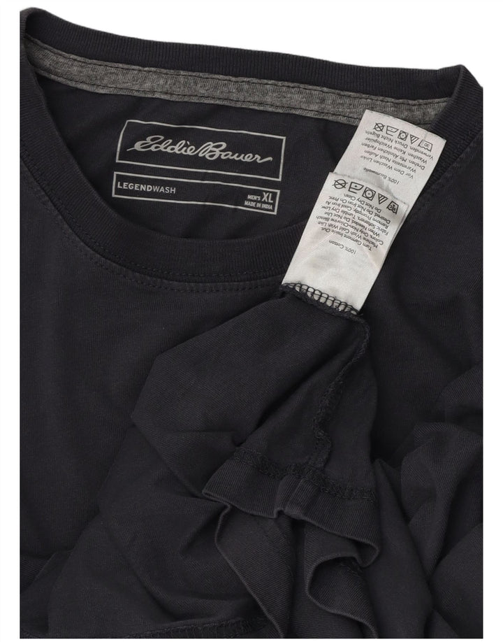 EDDIE BAUER Top masculino manga comprida XL azul marinho algodão