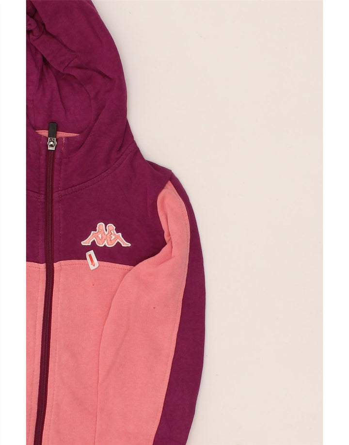 KAPPA Girls Zip Hoodie Sweater 9-10 Years Pink Colourblock Cotton Vintage Kappa and Second-Hand Kappa from Messina Hembry 
