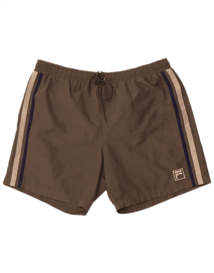 Shorts de banho masculino Fila grande poliéster cáqui