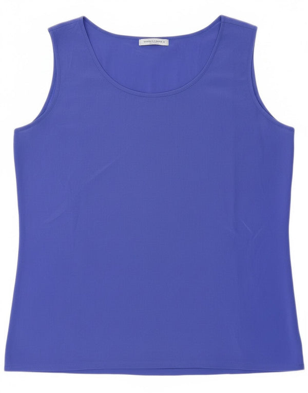 Colete transparente feminino vintage UK 8 seda azul pequena