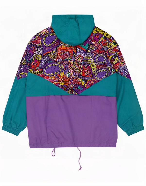 Francital Womens Hooded Anorak Rain Jacket UK 12 Medium Turquesa Geometric
