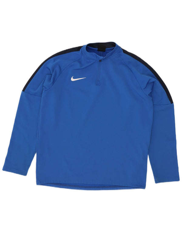 Nike Meninos Zip Neck Pullover Treino Top 13-14 Anos XL Azul Colourblock