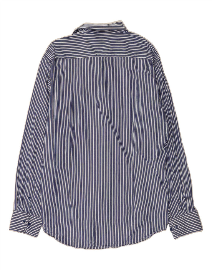 DACK'S Mens Slim Fit Shirt 2XL Blue Striped Cotton Vintage Dack's and Second-Hand Dack's from Messina Hembry 