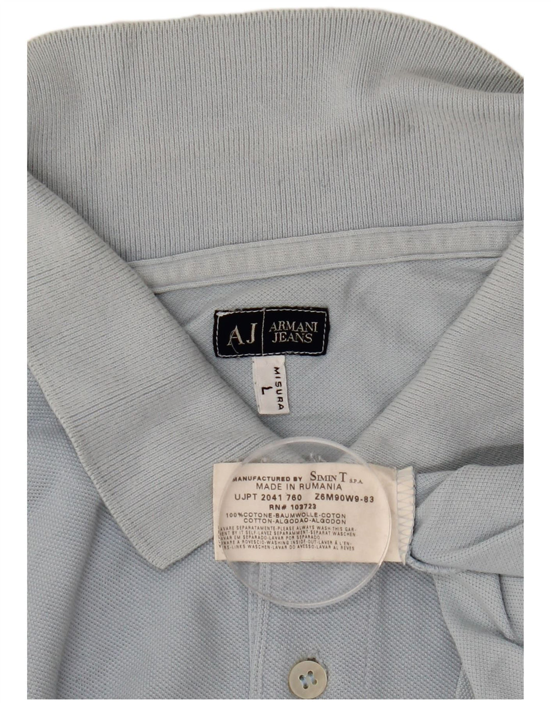 Camisa polo masculina Armani grande algodão azul